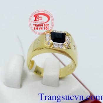 Nhẫn nam sapphire phong thủy, Nhẫn nam sapphire đẹp, đá quý sapphire thiên nhiên thời trang, sang trọng, nhẫn vàng 14k đính đá quý đẹp, chuẩn chất lượng, nhẫn nam phong thủy