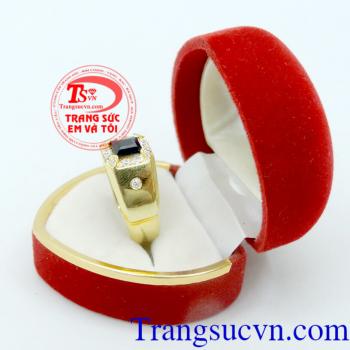 Nhẫn nam sapphire phong thủy, Nhẫn nam sapphire đẹp, đá quý sapphire thiên nhiên thời trang, sang trọng, nhẫn vàng 14k đính đá quý đẹp, chuẩn chất lượng, nhẫn nam phong thủy