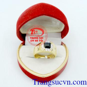 Nhẫn nam sapphire phong thủy, Nhẫn nam sapphire đẹp, đá quý sapphire thiên nhiên thời trang, sang trọng, nhẫn vàng 14k đính đá quý đẹp, chuẩn chất lượng, nhẫn nam phong thủy