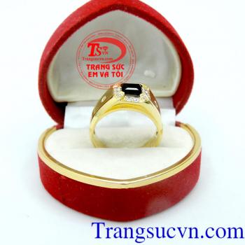 Nhẫn nam sapphire phong thủy, Nhẫn nam sapphire đẹp, đá quý sapphire thiên nhiên thời trang, sang trọng, nhẫn vàng 14k đính đá quý đẹp, chuẩn chất lượng, nhẫn nam phong thủy