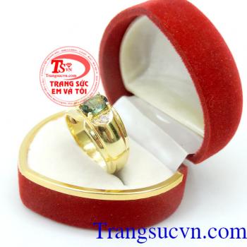 Nhẫn nam sapphire chuối đẹp, nhẫn nam sapphire thiên nhiên đẹp, chuẩn chất lượng, có giấy kiểm định, nhẫn nam vàng tây 14k đá quý sapphire phong thủy