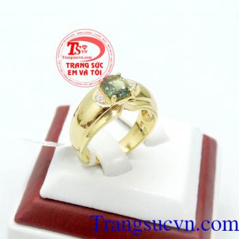 Nhẫn nam sapphire chuối đẹp, nhẫn nam sapphire thiên nhiên đẹp, chuẩn chất lượng, có giấy kiểm định, nhẫn nam vàng tây 14k đá quý sapphire phong thủy
