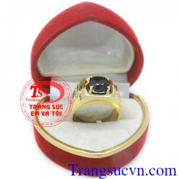 Nhẫn vàng Sapphire sao thiên nhiên, Nhẫn nam vàng tây đảm bảo chất lượng Uy tín, Đeo hợp phong thủy