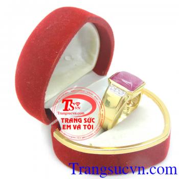 Sản phẩm nhẫn nam vàng tây 14k cao cấp gắn đá ruby thiên nhiên Sản phẩm theo mệnh
