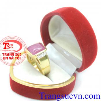 Sản phẩm nhẫn nam vàng tây 14k cao cấp gắn đá ruby thiên nhiên Sản phẩm theo mệnh