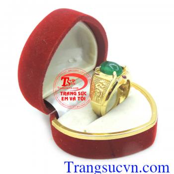 Nhẫn nam phong cách, bán nhẫn nam vàng tây 14k gắn đá emerald thiên nhiên,có giấy kiển định tuổi vàng và giấy kiểm định đá quý kèm theo bảo hành 1 năm.