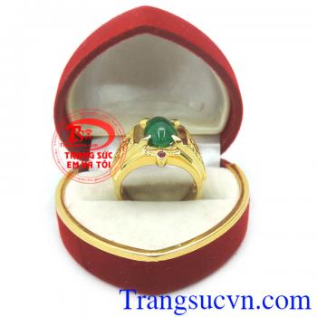 Nhẫn nam phong cách, bán nhẫn nam vàng tây 14k gắn đá emerald thiên nhiên,có giấy kiển định tuổi vàng và giấy kiểm định đá quý kèm theo bảo hành 1 năm.