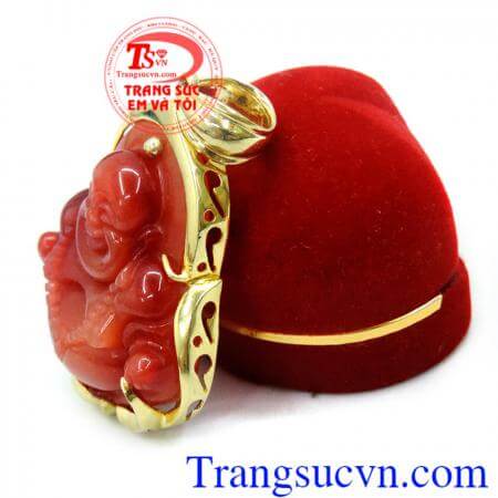 Mặt dây nam ngọc cẩm thạch đỏ thiên nhiên