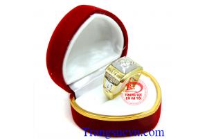 Nhẫn nam vàng tây hạt trắng