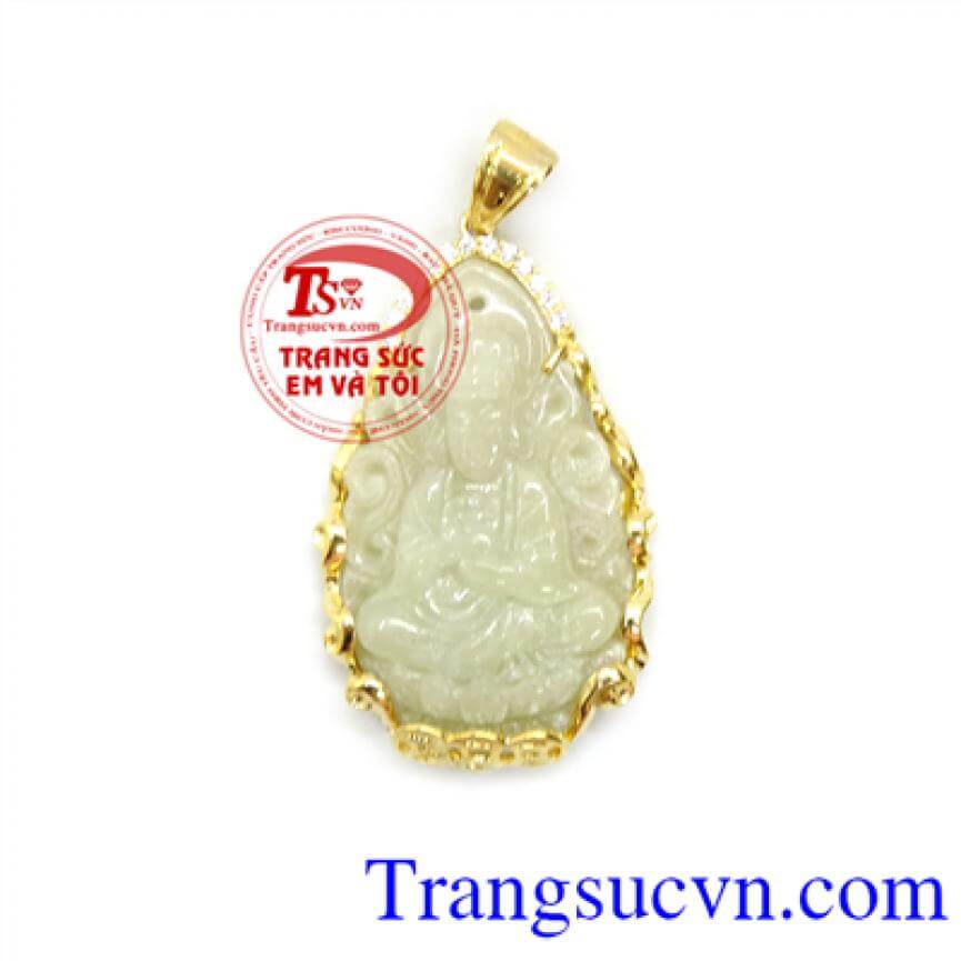 Mặt quân âm ngọc cẩm thạch bọc vàng