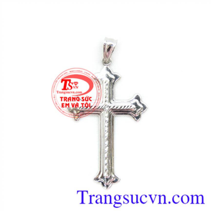Mặt thánh giá vàng trắng đẹp 3D
