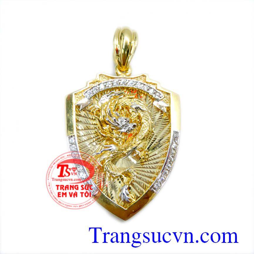 Mặt dây vàng rồng nam vàng tây 3D