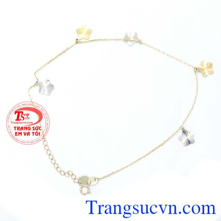 Lắc chân hình bông hoa vàng 14k