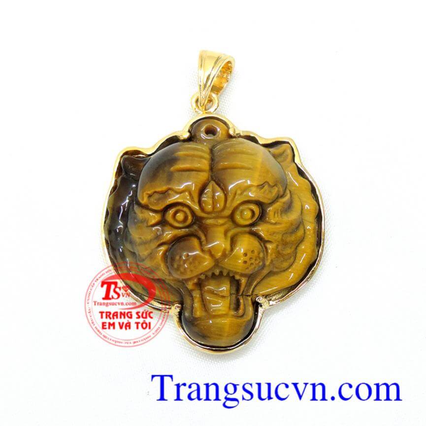 Mặt dây mắt hổ bọc vàng 14k