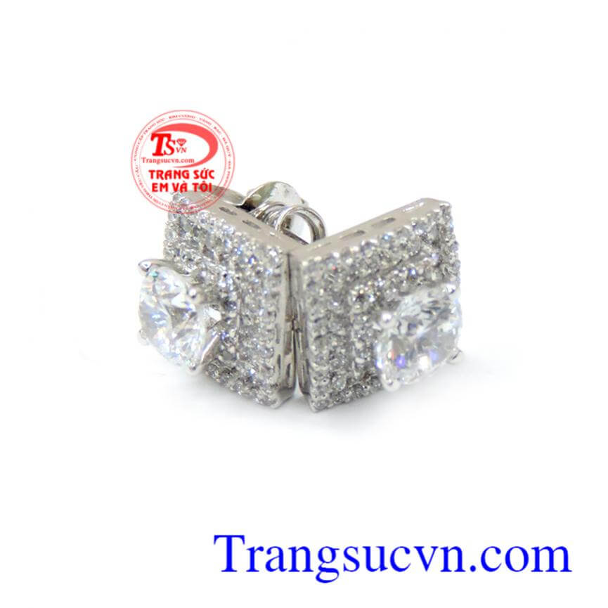 Hoa tai vàng tây đá quý kim cương