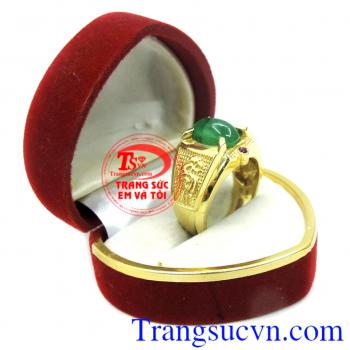 Nhẫn nam đá Emerald thiên nhiên