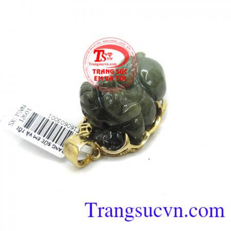Mặt dây tỳ hưu bọc vàng ngọc cẩm thạch đẹp.
