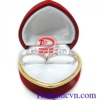 Nhẫn cưới vàng trắng 18k bền đẹp vàng trắng sáng cùng thời gian