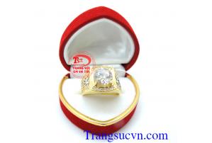 Nhẫn nam vàng kim sáng đẹp với thiết kế và chế tác đảm bảo chất lượng, nhẫn nam vàng tây kim cương nhân tạo, kim chủ to,giao nhẫn toàn quốc