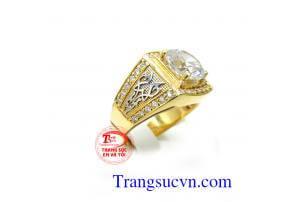 Nhẫn nam vàng kim sáng đẹp với thiết kế và chế tác đảm bảo chất lượng, nhẫn nam vàng tây kim cương nhân tạo, kim chủ to,giao nhẫn toàn quốc