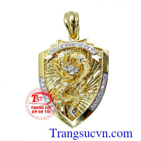 Mặt dây vàng rồng nam vàng tây 3D nam tính.