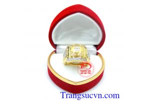 Nhẫn nam đá trắng má rồng
