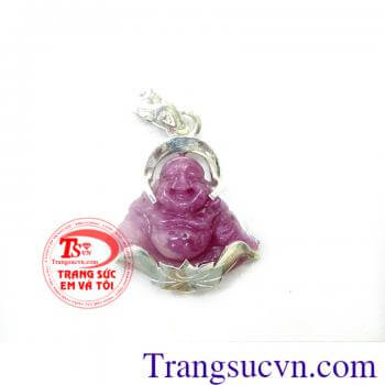 Phật di lặc bọc bạc đá ruby