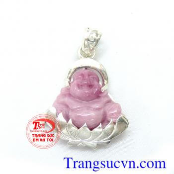 Phật di lặc bọc bạc đá ruby thiên nhiên