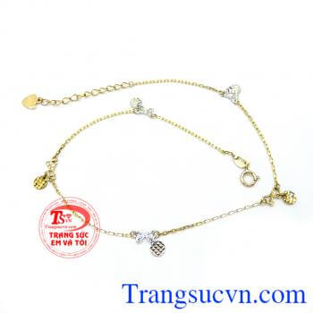 Lắc chân vàng 14k tuyệt đẹp. thiết kế sang trọng tinh tế mang lại vể đẹp mềm mại cho các bạn nữ. Phù hợp làm quà trong những dịp kỷ niệm ý nghĩa.
