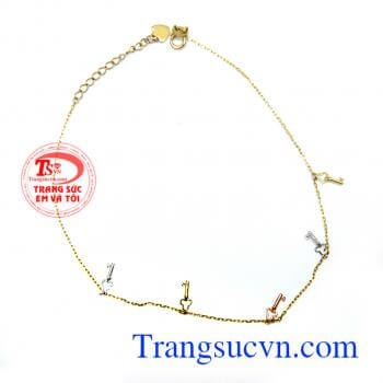 lắc đeo chân hình chìa khóa. Khóa chặt trái tim. món quà ỹ nghĩa cho cả người mua và người được nhận. Lắc chân vàng tây.