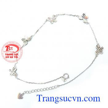 Lắc chân hình bướm vàng trắng. Thiết kế đơn giản từ vàng trắng hình bướm mềm mại, dịu dàng. Lắc chân vàng tây.