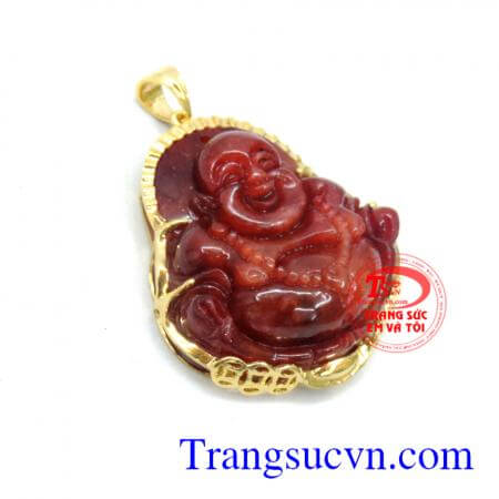 Mặt dây chuyền nam ngọc đỏ bọc vàng