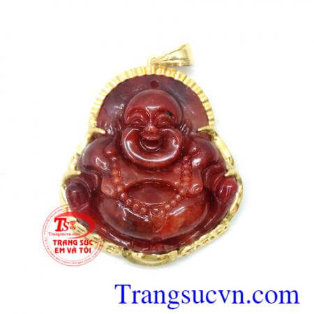 Mặt dây chuyền nam ngọc đỏ bọc vàng Phật Di Lặc đẹp , đeo hợp mệnh, đem lại sự bình an, tăng thêm sức mạnh cho người sử dụng.