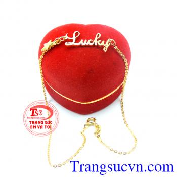 Lắc chân vàng chữ lucky may mắn