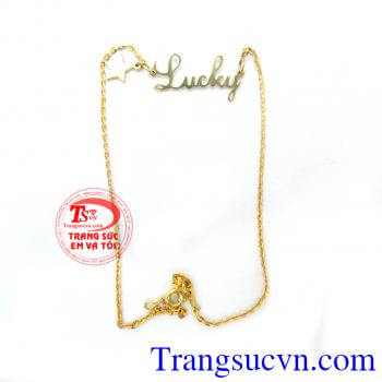 Lắc chân vàng chữ lucky may mắn