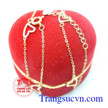 Lắc chân nữ vàng 18k trái tim