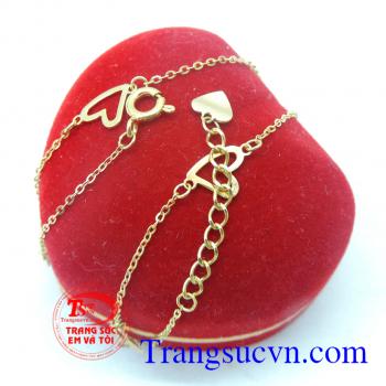 Lắc chân nữ vàng 18k trái tim