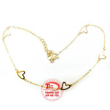 Lắc chân nữ vàng 18k trái tim