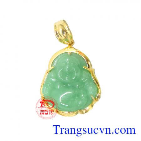 Mặt dây nam phật di lặc ngọc bọc vàng may mắn, tài lộc.