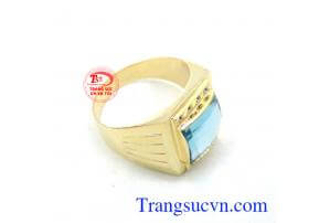 Nhẫn nam 10k gắn đá xanh nước biển