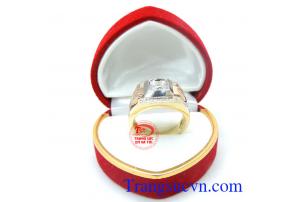 Nhẫn nam vàng tây gắn kim cương