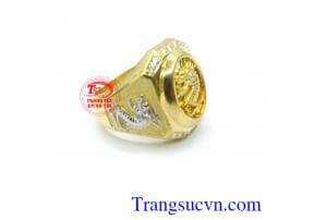 Nhẫn nam rồng trắng vàng