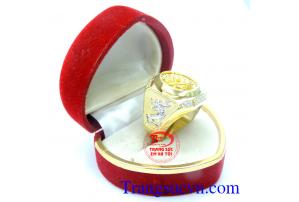 Nhẫn nam rồng trắng vàng