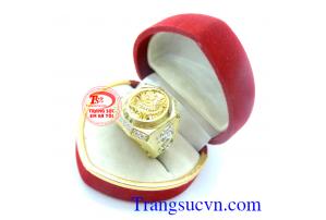 Nhẫn nam rồng trắng vàng
