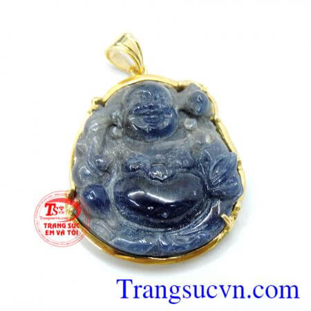 Mặt Sapphire thiên nhiên bọc vàng 14k