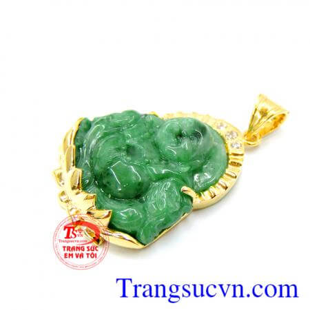 Mặt phật di lặc ngọc cẩm thạch bọc vàng tinh tế,mặt dây chuyền đẹp, mặt di lặc bọc vàng 14k tinh tế, mặt ngọc cẩm thạch thiên nhiên chuẩn chất lượng.