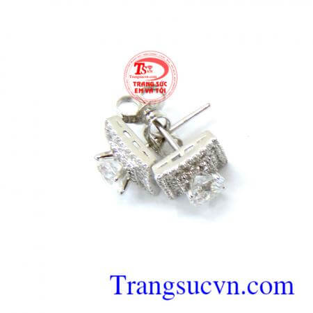 Hoa tai vàng tây đá quý kim cương