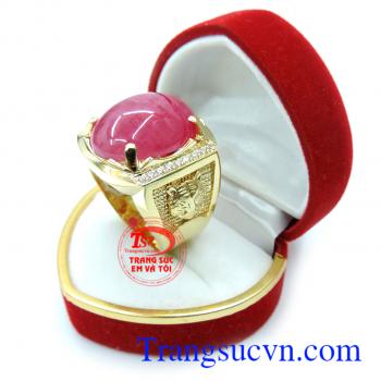 Nhẫn nam ruby to vàng 14k