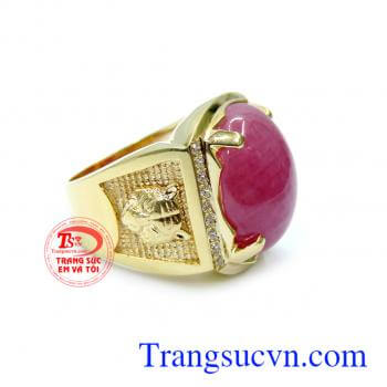 Nhẫn nam ruby to vàng 14k