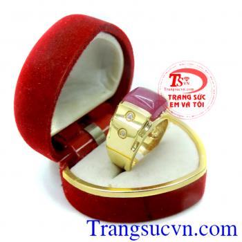 Nhẫn nam ruby chữ nhật